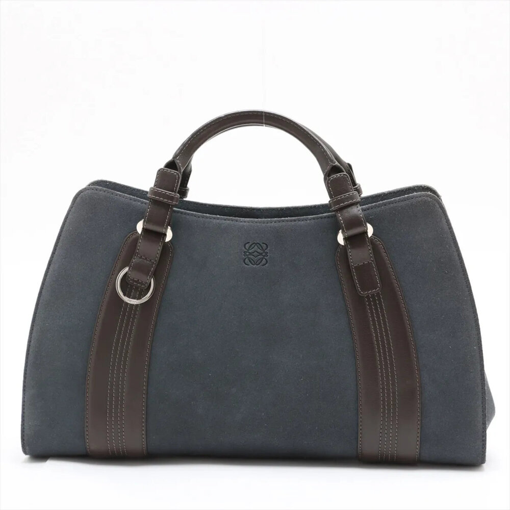 Loewe Anagram Leather Handbag Tote Bag with Silver Hardware - Women's